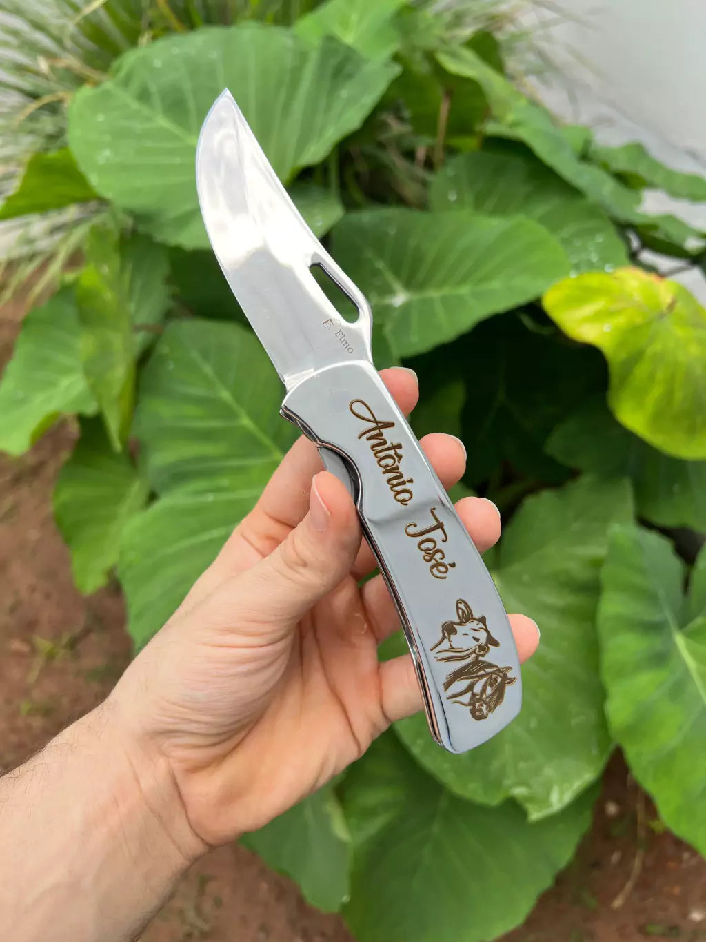 Canivete Elmo em Aço Cirúrgico 420C – Personalização Exclusiva (Nome + Imagem)