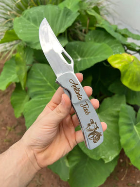 Canivete Elmo em Aço Cirúrgico 420C – Personalização Exclusiva (Nome + Imagem)